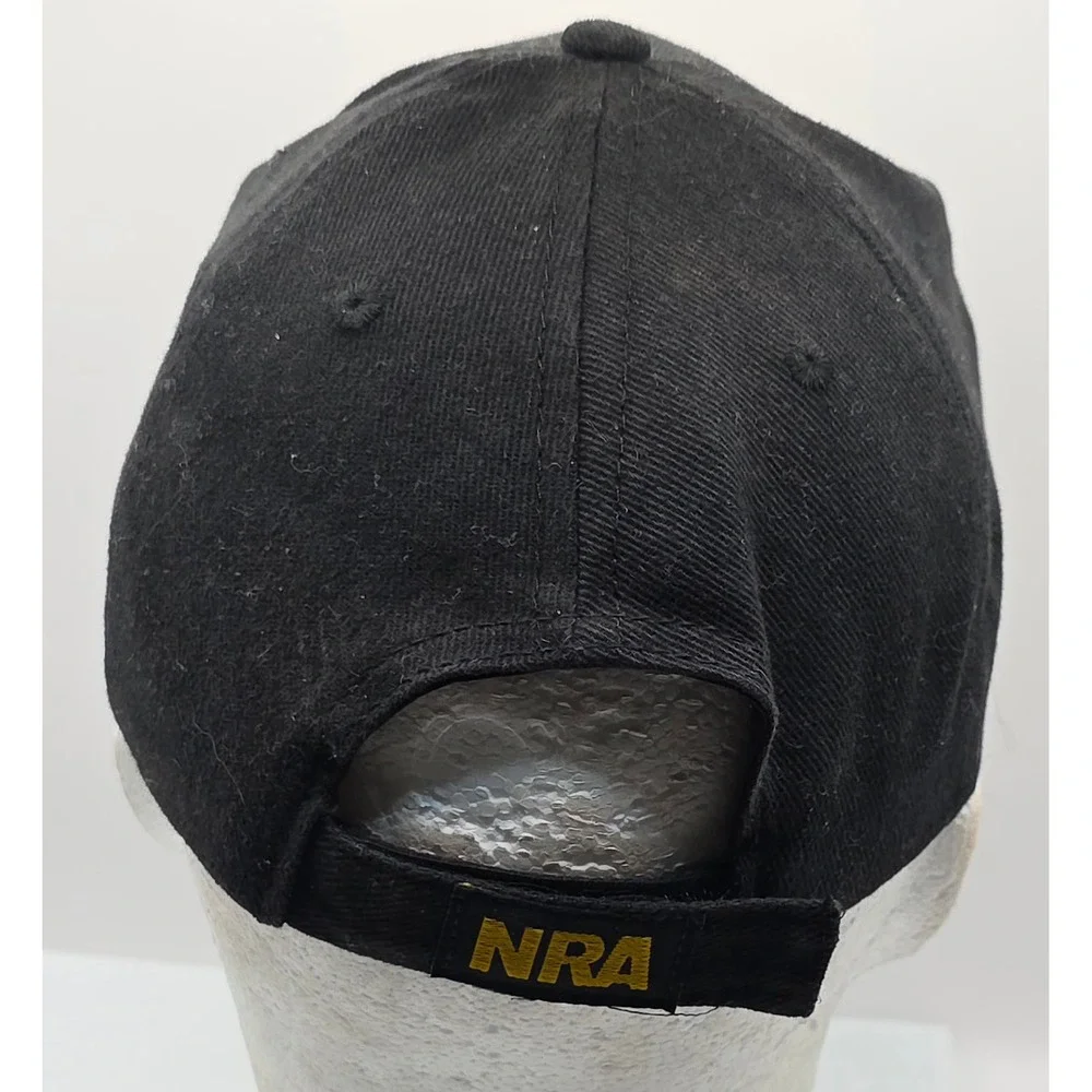 NRA Hat Black‎ Cap Gold Embroidered Logo American Flag Adult Baseball